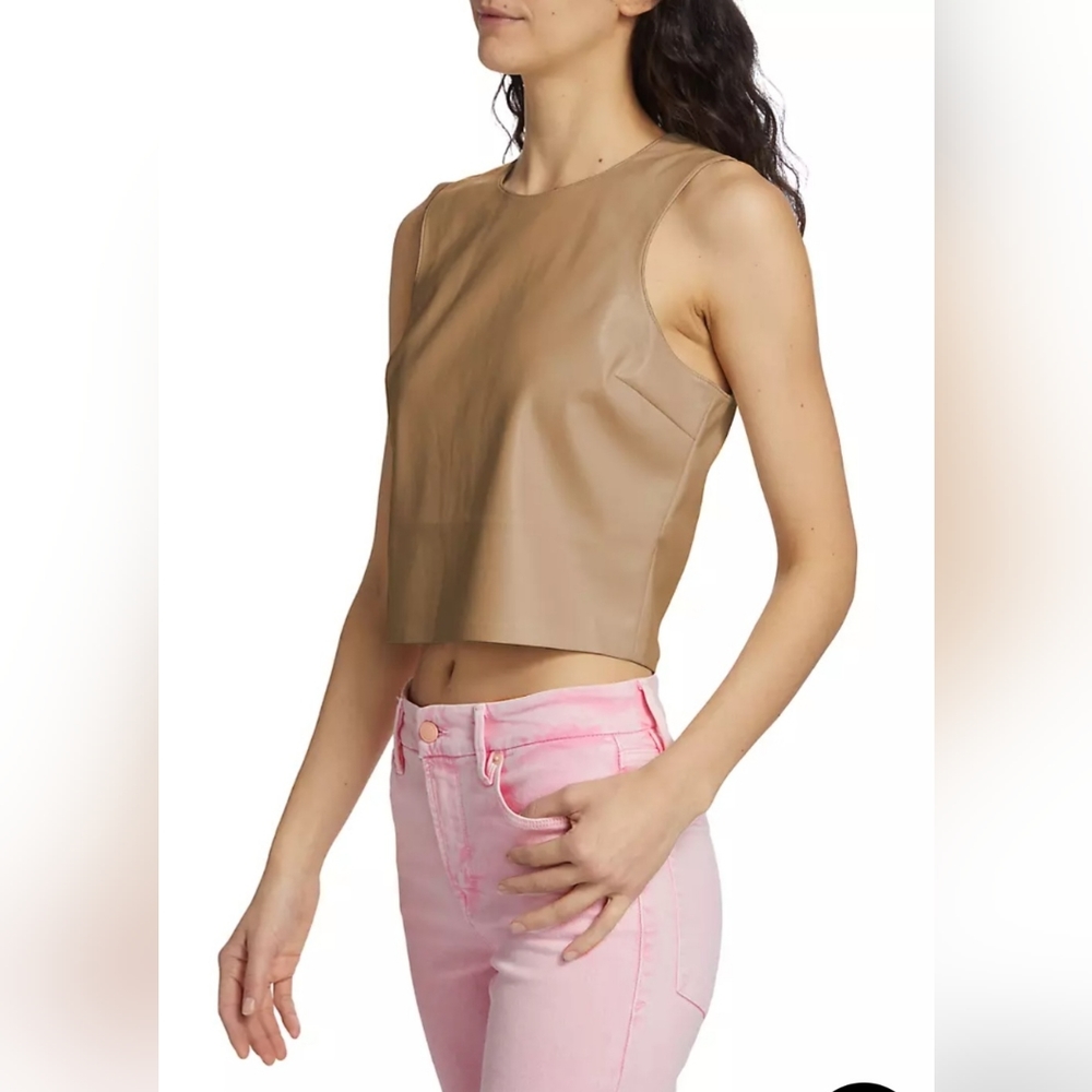 NWT Good American Better Than Leather Faux Leather Crop Top